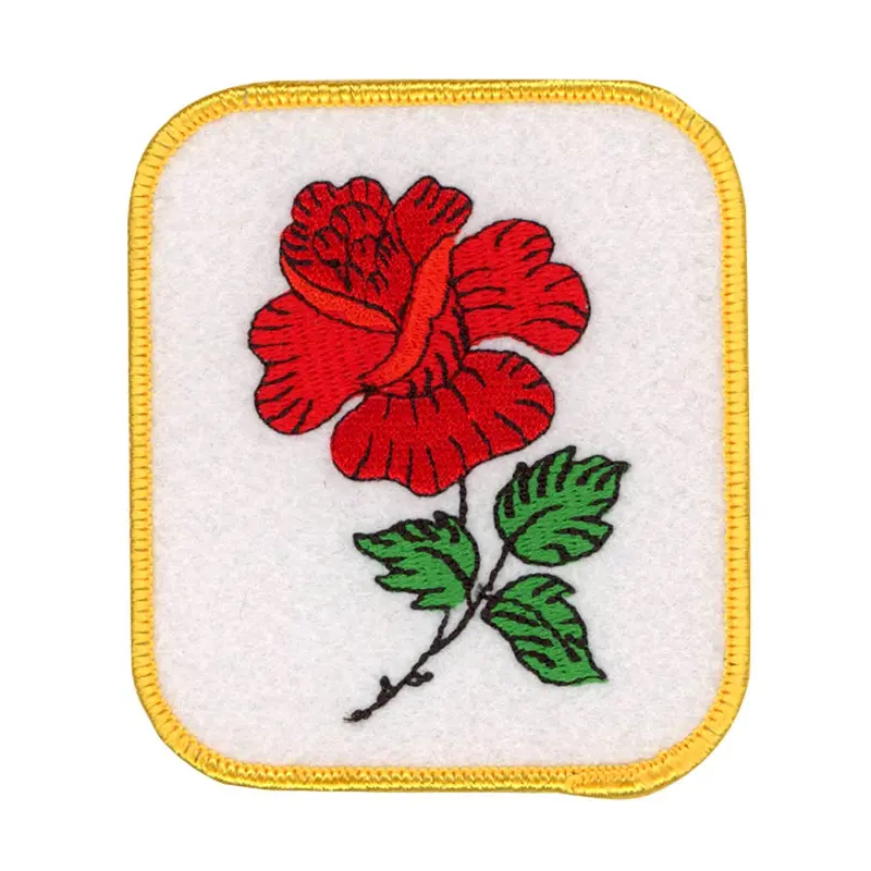 Botanical Rose Embroidered Patch – Floral Appliqué Badge