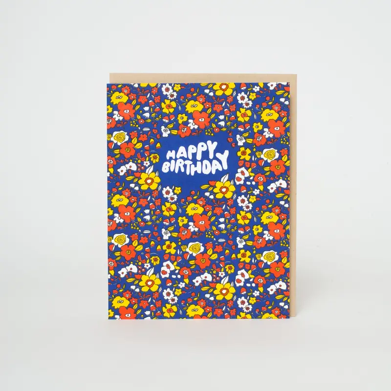 Calico Floral Birthday Card – Artisan Letterpress Greeting