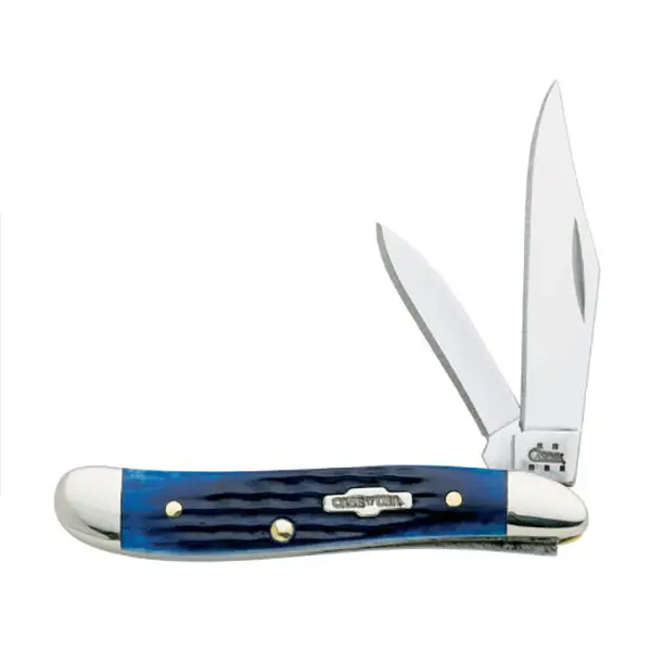 Case Cutlery Peanut Pocket Knife – Navy Blue Jigged Rodgers Corn Cobb Bone Handle