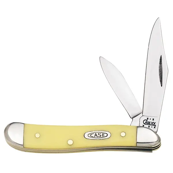 Case Cutlery Peanut Pocket Knife with Yellow Synthetic Handle
