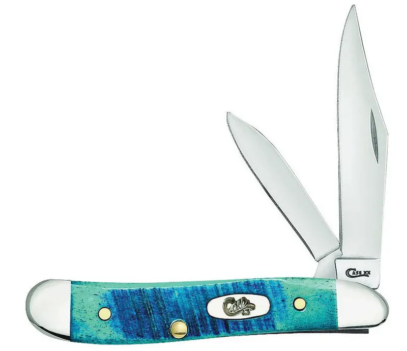 Case Peanut Pocket Knife – Caribbean Blue Synthetic Handle, Stainless Steel Blades
