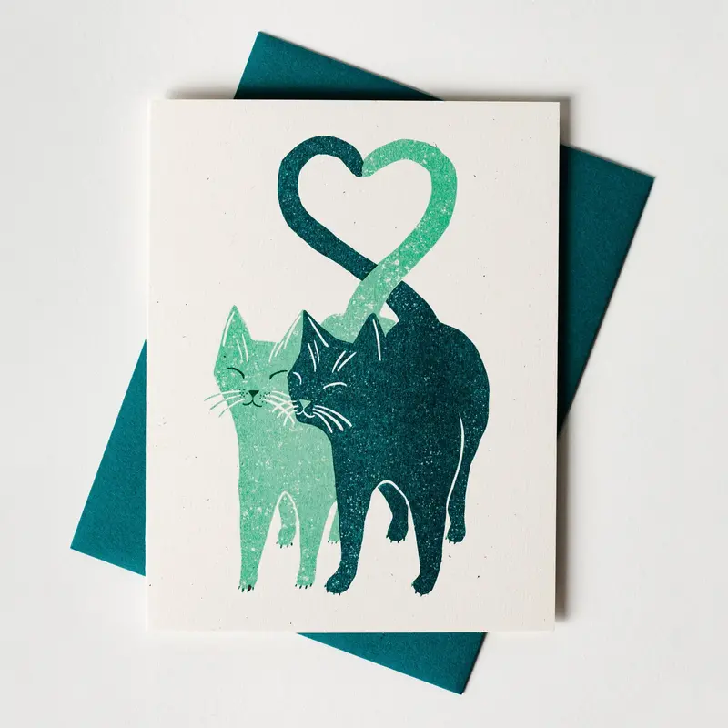 Cat-Lover’s ‘Love Cats’ Risograph Card
