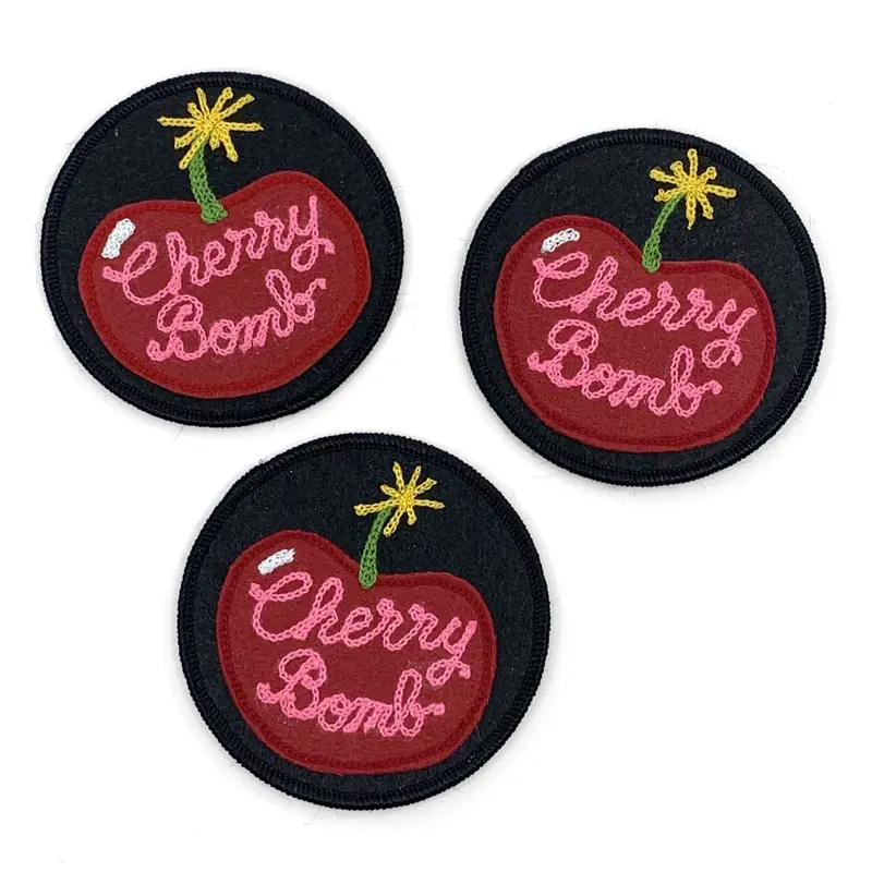 Cherry Bomb Pink Chainstitch Patch