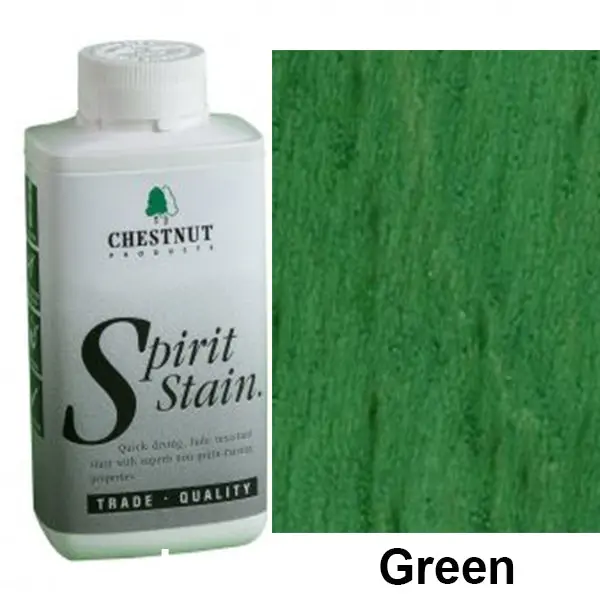 Chestnut Spirit Stain – Green, 8 oz Bottle for Natural or Decorative Wood Tones