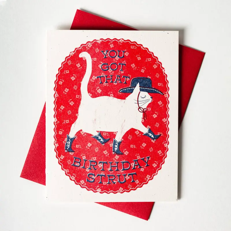 Confident ‘Birthday Strut’ Risograph Card