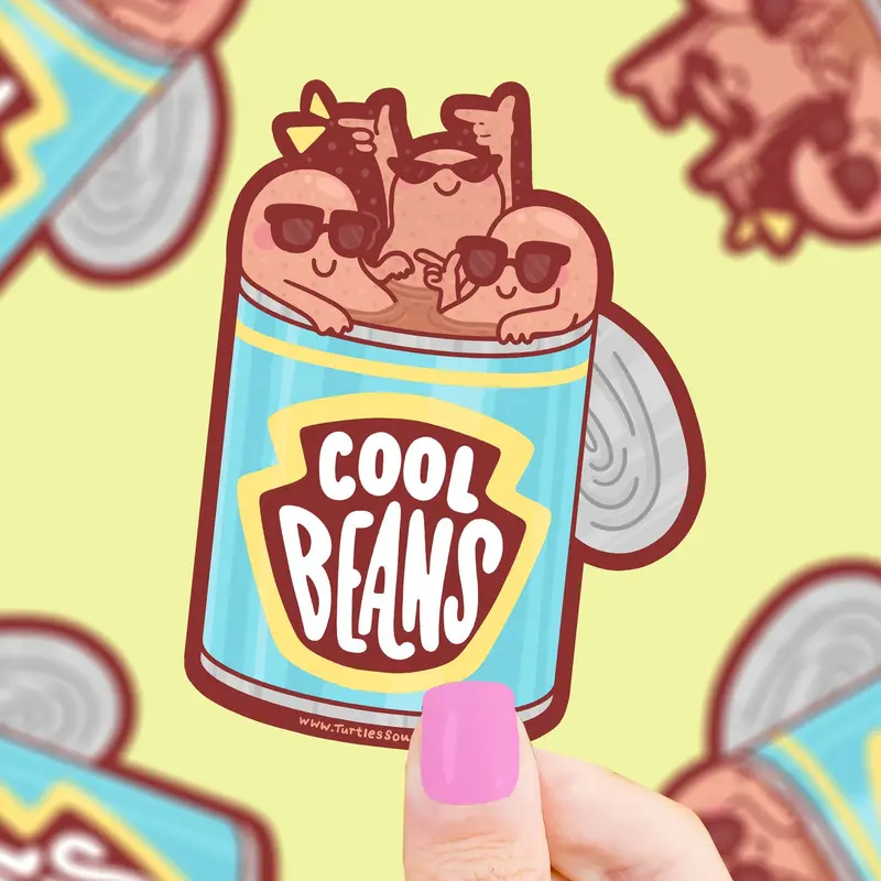 ‘Cool Beans’ Minimalist Vinyl Sticker