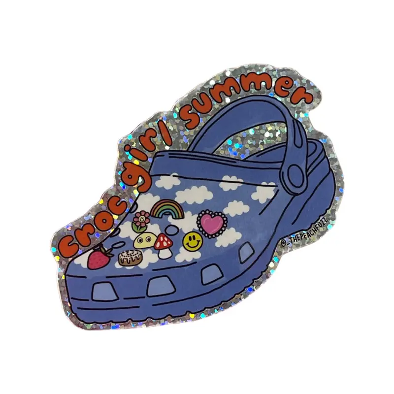 Croc-Wearing Girl Summer Sticker