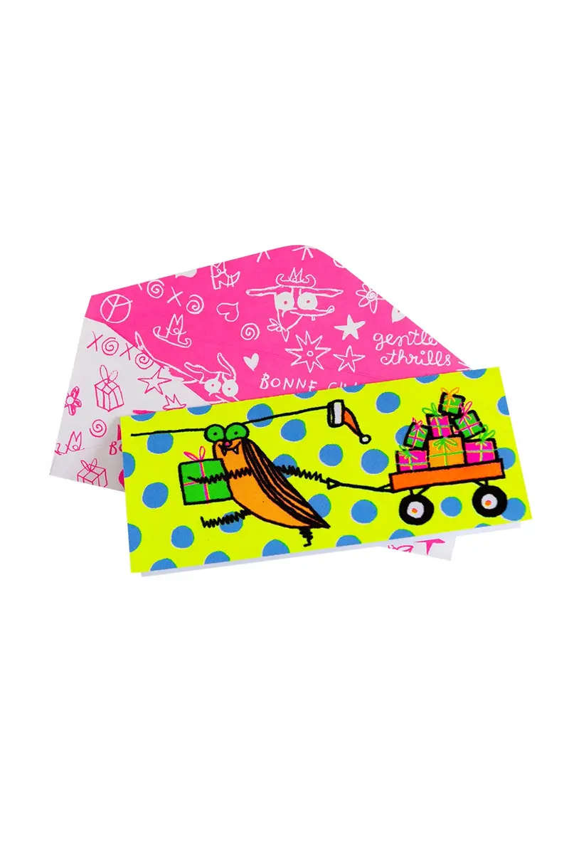 Cucaracha Christmas Card – Fuzzy Neon Holiday Greeting