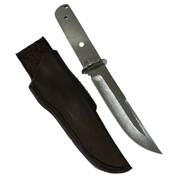 Custom Leather San Mai Damascus Tanto Sheath – SHWW4 (1-5/8″ x 6-1/8″, Belt Loop)