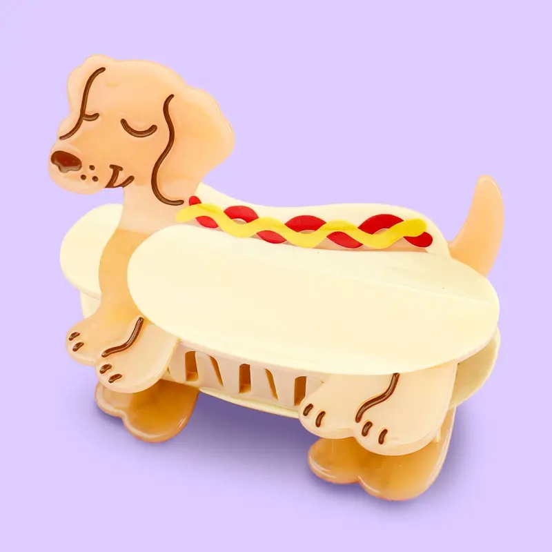 Dachshund Hot Dog Hair Claw Clip