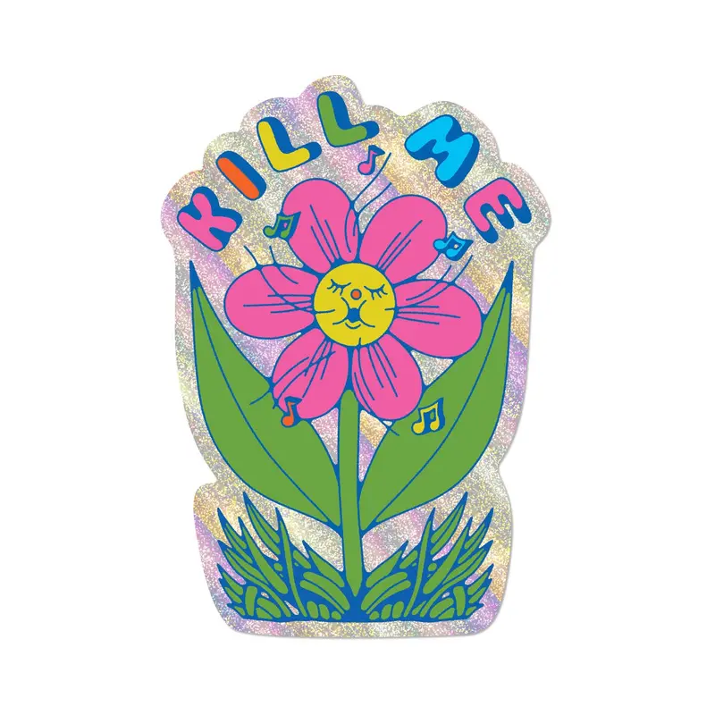 Dark Botanical Humor Glitter Sticker