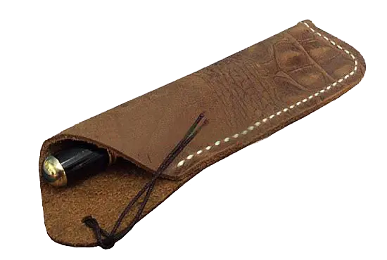 Dark Brown Alligator-Grain Leather Pen Sleeve – Texas-Inspired Handcrafted Design