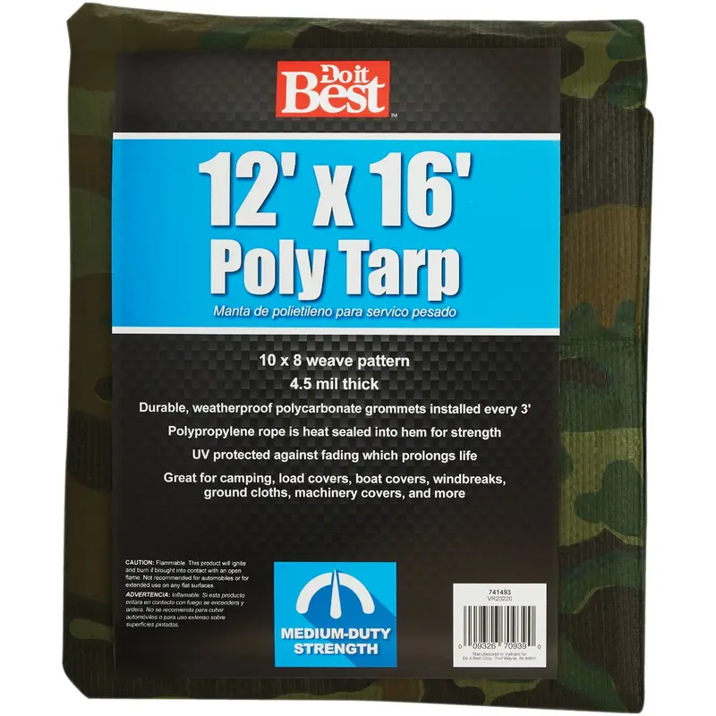 Do It Best Camo Poly Tarp – 12 Ft X 16 Ft, Medium-Duty Woven 1