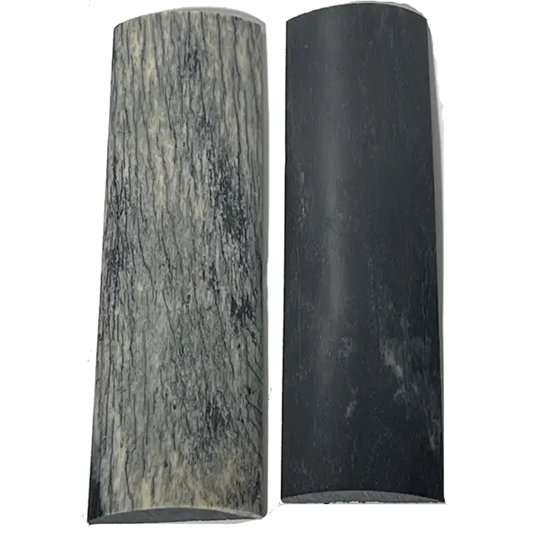 Dyed Black/Gray Bone Handle Material – Smooth Finish, .25″ × 1.5″ × 5″