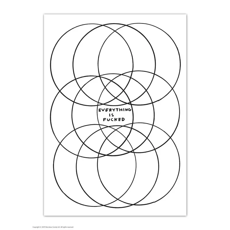 ‘Everything Is Fucked’ Satirical Postcard by David Shrigley