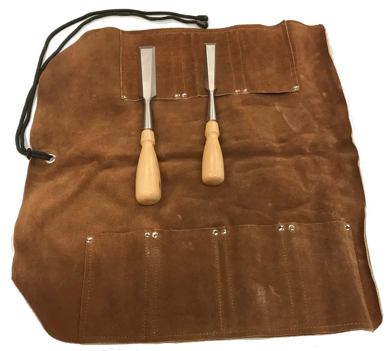 Extra-Large 7-Pocket Leather Tool Roll – 18″ × 18″, Includes 4″ × 3″ Pockets