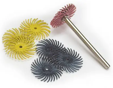 Foredom Scotch-Brite Radial Bristle Discs – 3/4″ Diameter, 10-Piece Micron & Grit Assortment (80/400/6µ) with A-M6 Mandrel #AK4519