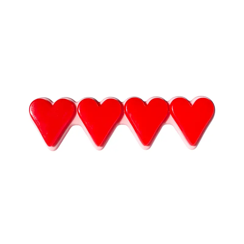 Four-Heart Hair Clip in Red and Pink Tones