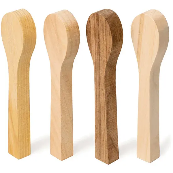Four-Piece Spoon Carving Set – Mixed Hardwoods (Basswood, Cherry, Mulberry, European Walnut), 6.5″ Length