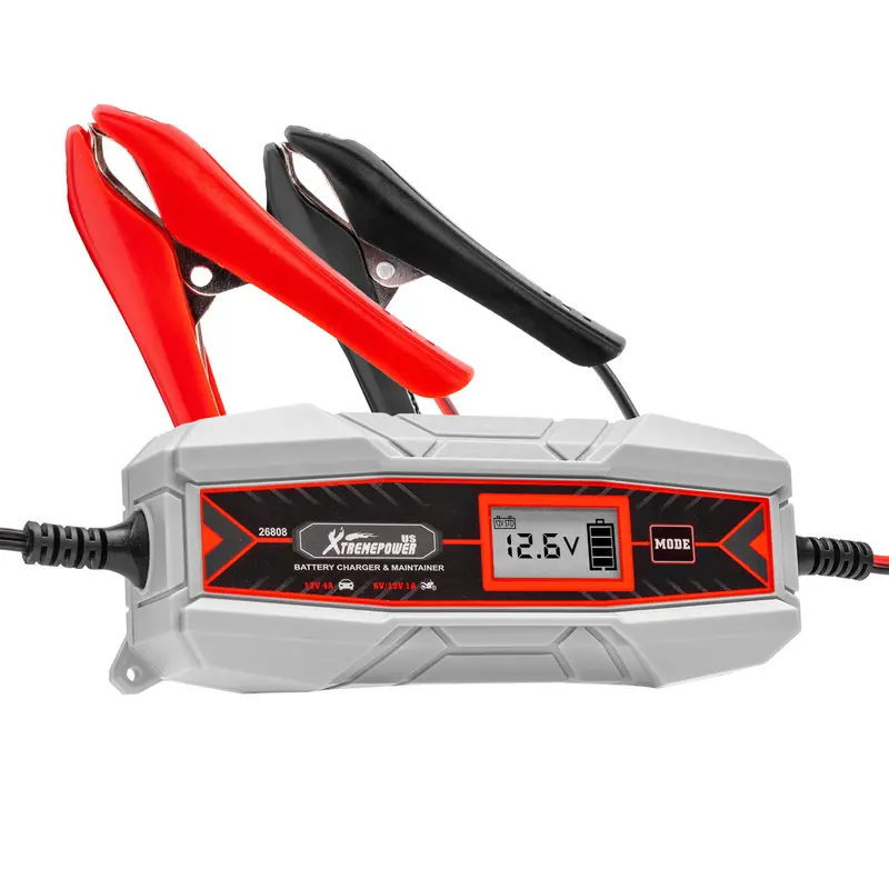 Fully Automatic 6V/12V 4A Smart Battery Charger & Maintainer with Alligator Clamps