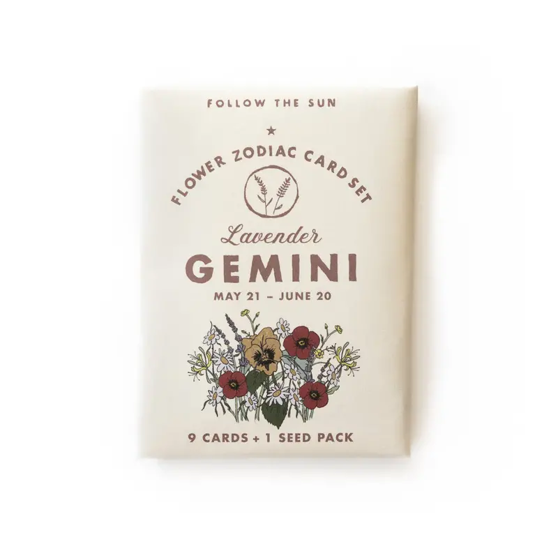 Gemini Zodiac Flower Sticker & Card Set (May 21–June 20)