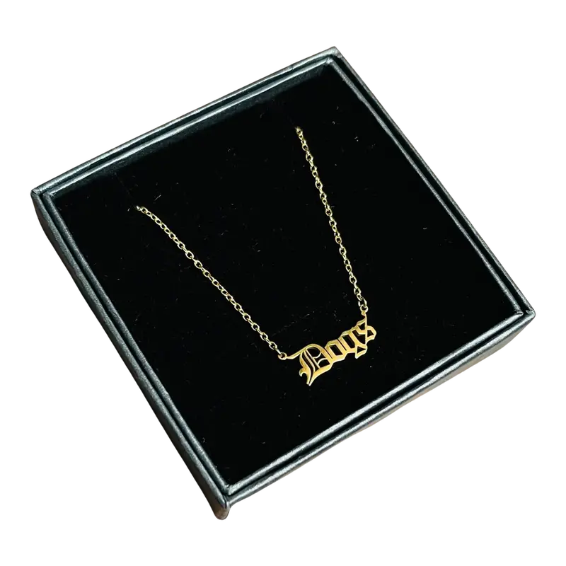 Gold ‘Dogs’ Word Necklace