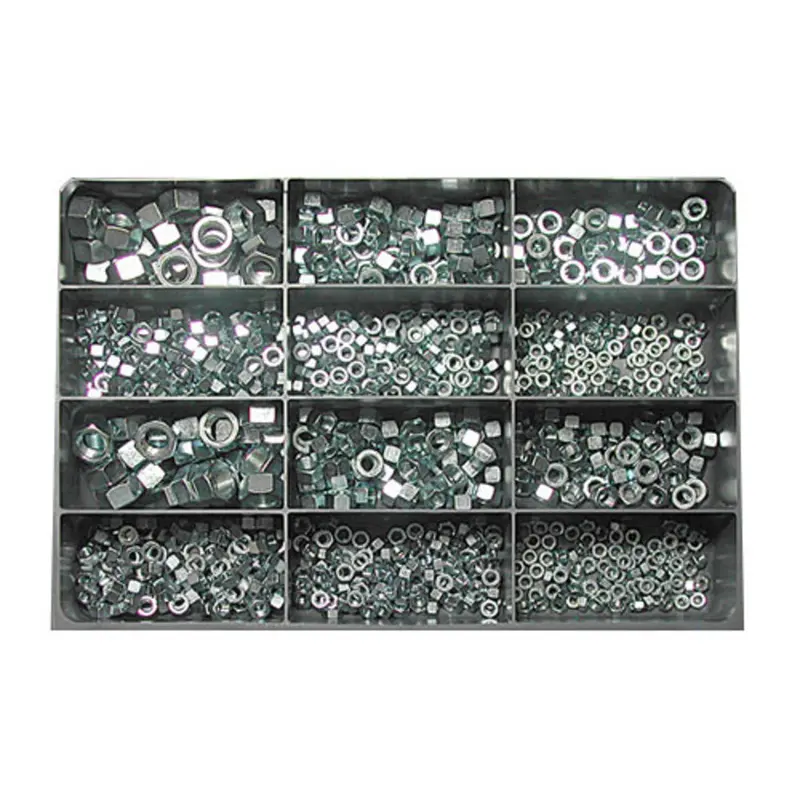 Grade 5 Zinc-Plated Hex Nuts – USS/SAE Standard, 850-Piece Assortment