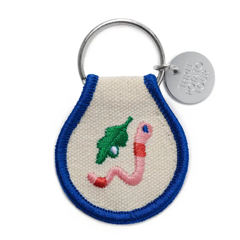 Hand-Embroidered Worm Keychain