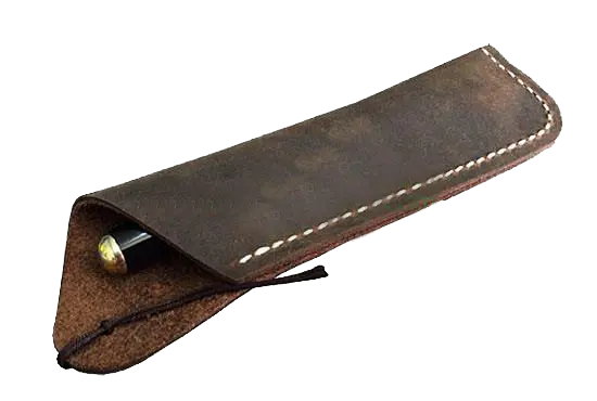 Hand-Tooled Leather Pen Sleeve – Texas-Style Design in Dark Coffee
