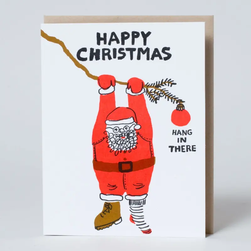 Hang In There Santa — Whimsical Holiday Greeting Card