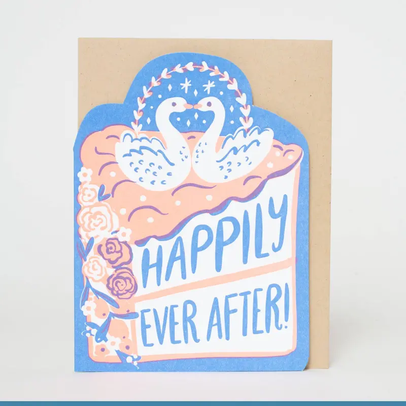 Happily Ever After Wedding Card Featuring Elegant Swans