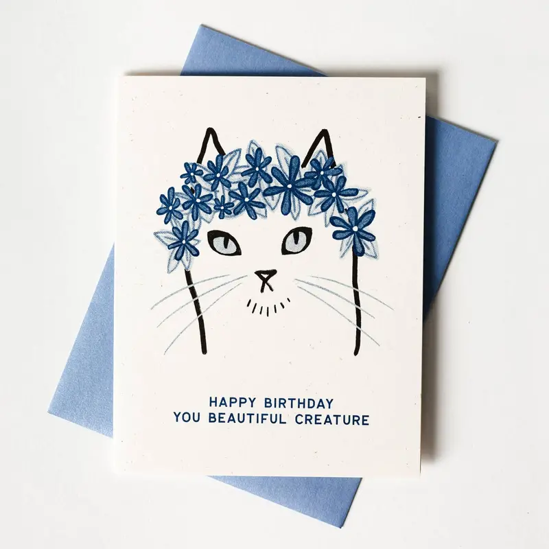 ‘Happy Birthday, You Beautiful Creature’ Risograph Card
