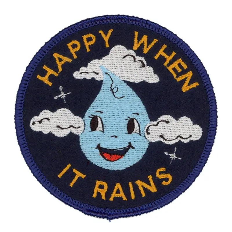 ‘Happy When It Rains’ Embroidered Patch – Moody Weather-Inspired Design