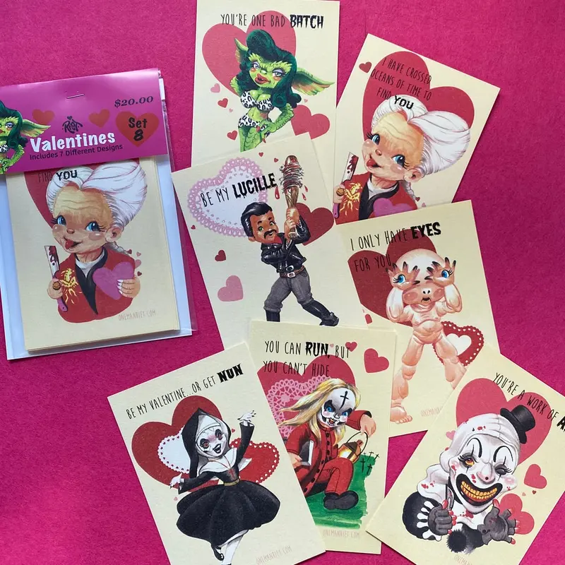 Horror-Themed Valentine’s Day Cards (Set of 8)