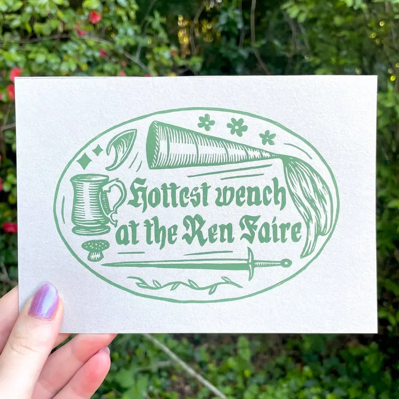 ‘Hottest Wench at the Ren Faire’ Linocut Art Print