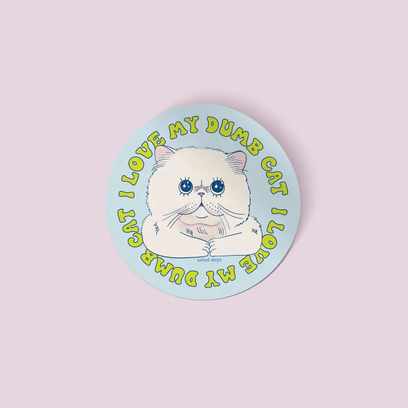 ‘I Love My Dumb Cat’ Glitter Sticker