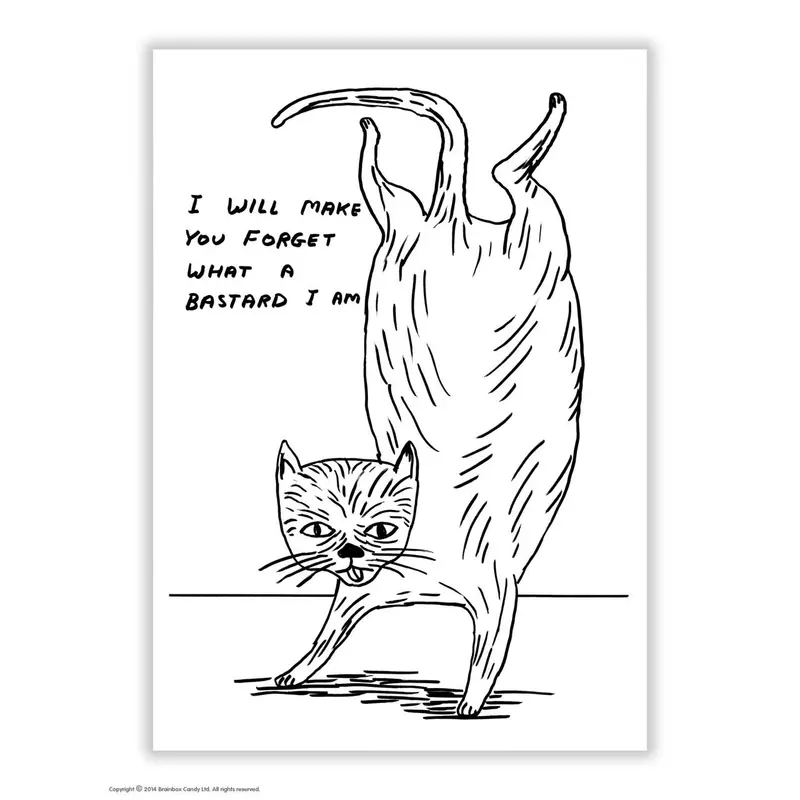 ‘I Will Make You Forget What A Bastard I Am’ Art Postcard by David Shrigley