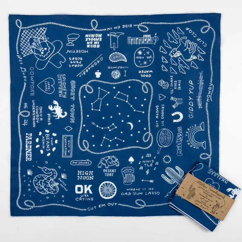 Intensely Western Bandana – Hand-Screened Cotton Scarf by Hiller Goodspeed