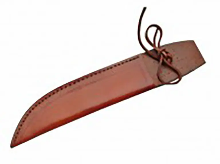 Leather Knife Sheath with Lace Retainer – 2.25″ Opening, 7.75″ Blade Coverage (AOL 12.5″)