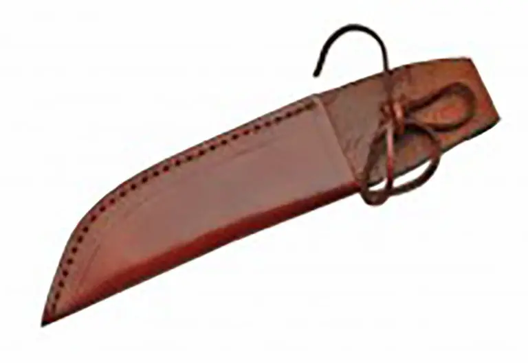 Leather Knife Sheath with Tie-Down Strap – SH660510 (2″ Opening, 5 3/4″ Blade Coverage, 10.5″ Lace Retainer)