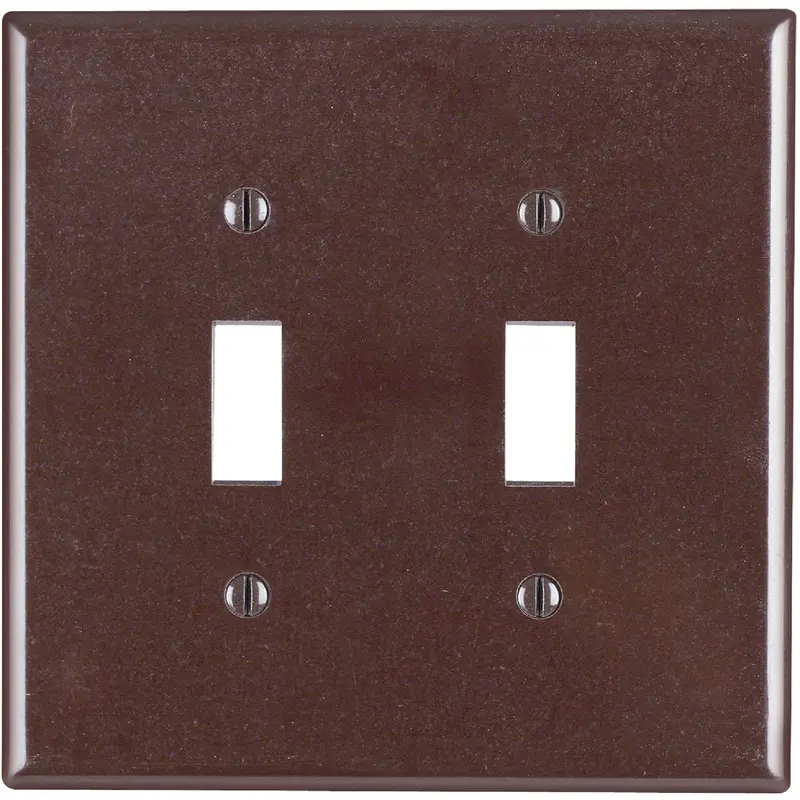 Leviton Brown Plastic 2-Gang Toggle Switch Wall Plate – Smooth Finish 1