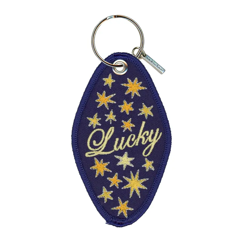 ‘Lucky Star’ Embroidered Keychain – Celestial-Themed Hardware Accent