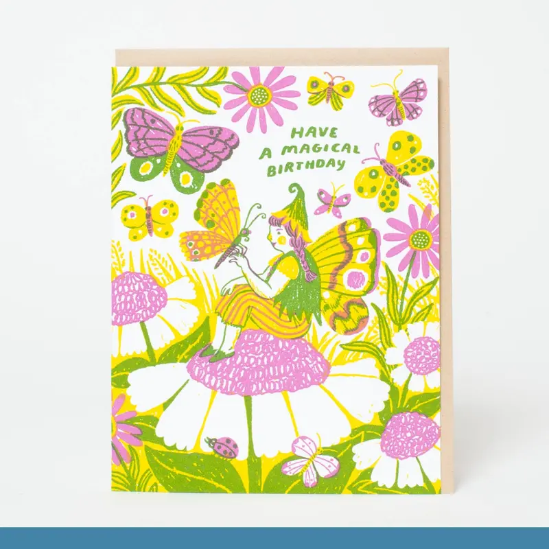 Magical Birthday Fairy Letterpress Greeting Card by Phoebe Wahl