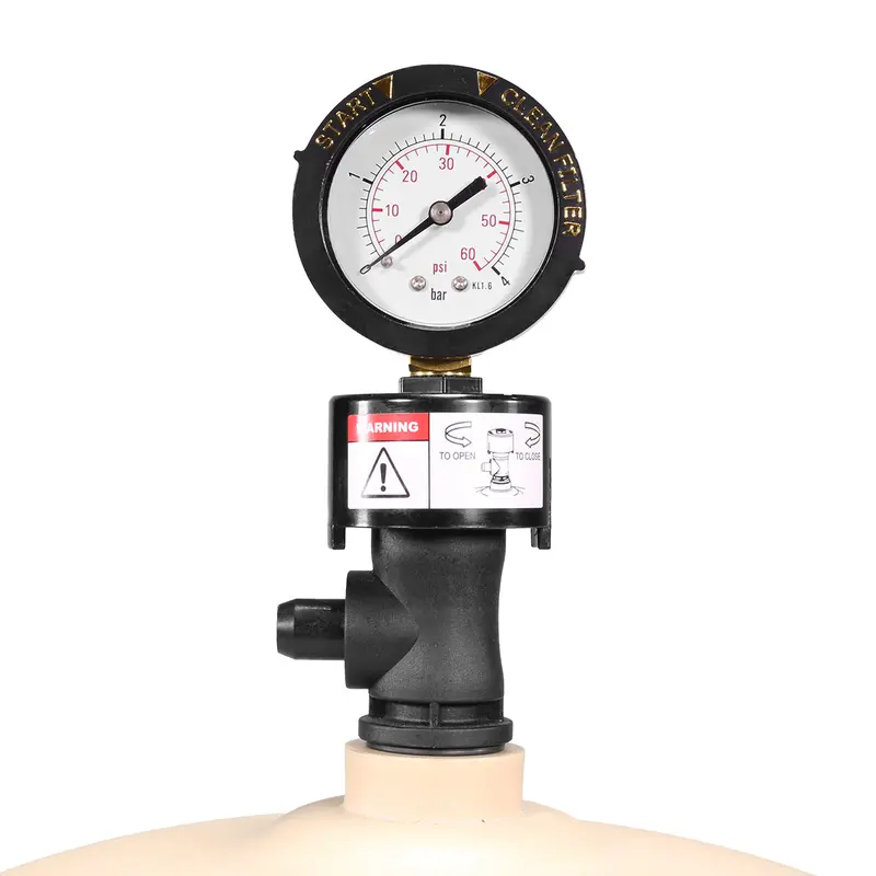Manual Air Relief Valve with Pressure Gauge for Pool & Spa Filtration Systems