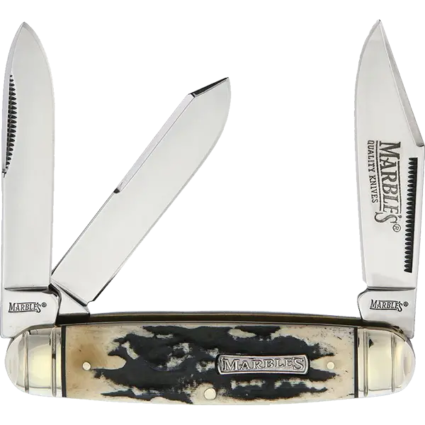 Marble’s Black Stag Cattlemen Whittler – Vintage-Style Folding Knife with Stag Handle