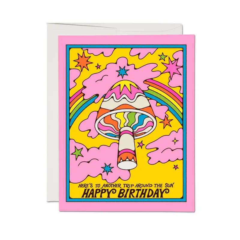 Mushroom-Themed Birthday Card: Another Year Around the Sun