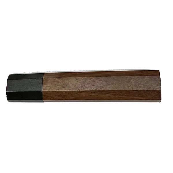 Octagonal Hidden-Tang Knife Scales – Stabilized Wood, Black Metal Band