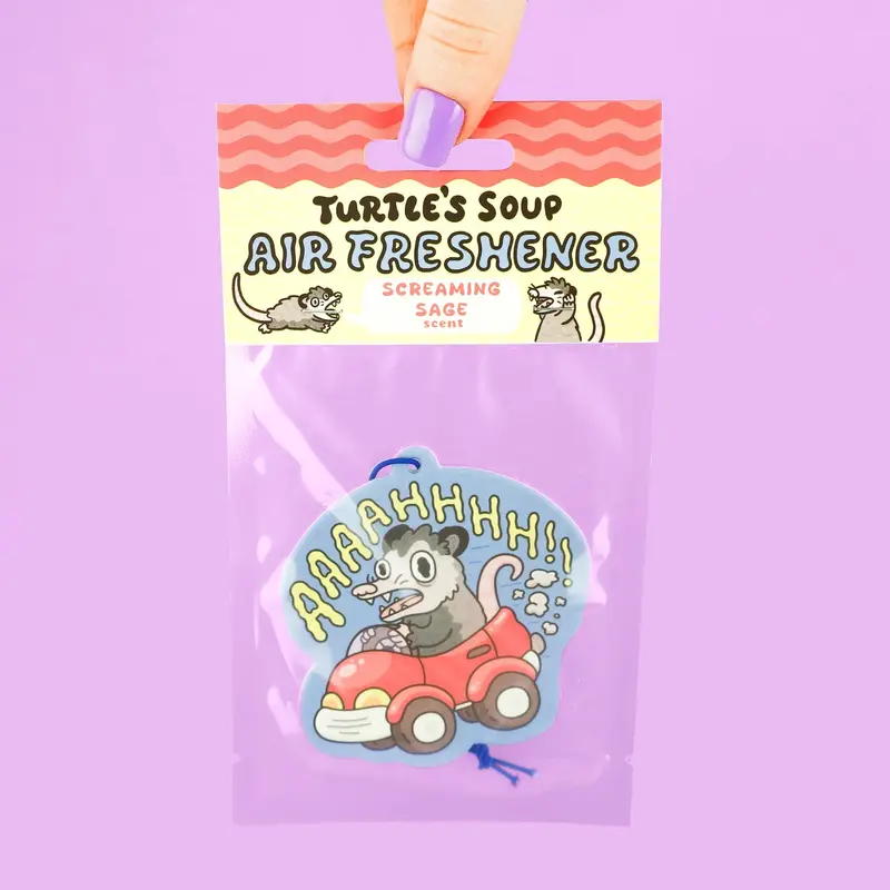 ‘Panic Opossum’ Scented Car Air Freshener – Whimsical Animal Aroma