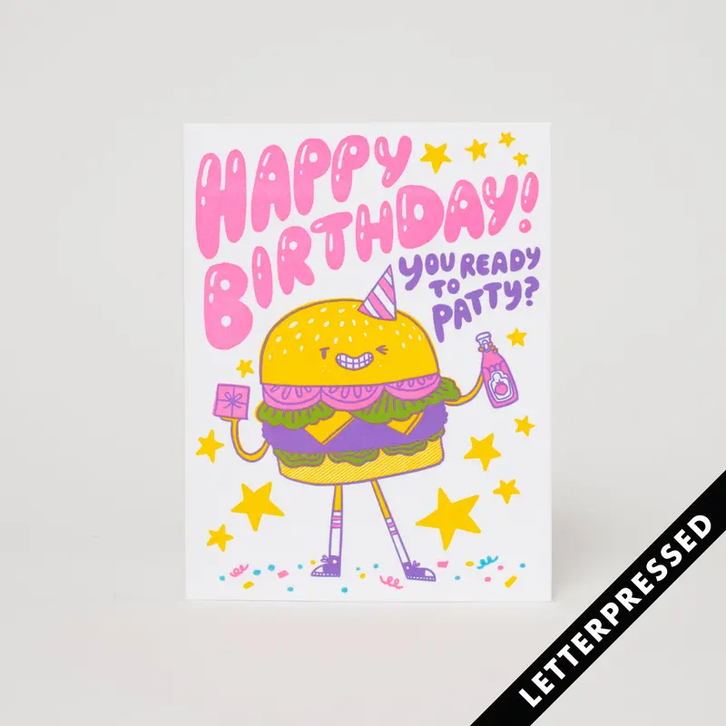 Patty Burger Birthday Card – Fun Food-Themed Design