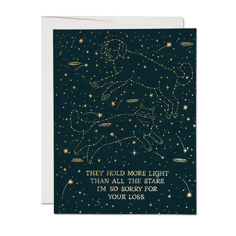 Pet Loss Sympathy Card Featuring Constellation Art